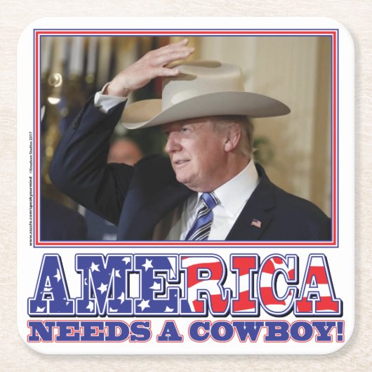 TRUMP-AMERICA-COWBOY スクエアペーパーコースター (正面)