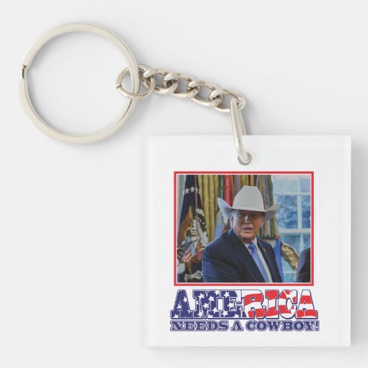 Trump - America Needs a Cowboy キーホルダー (正面)