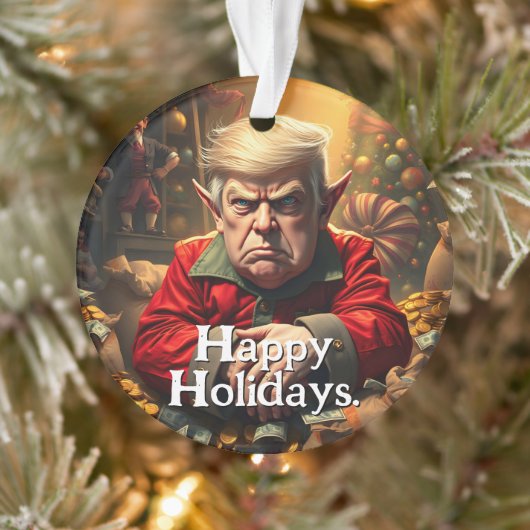 Trump As an Angry Christmas Elf オーナメント (ツリー)