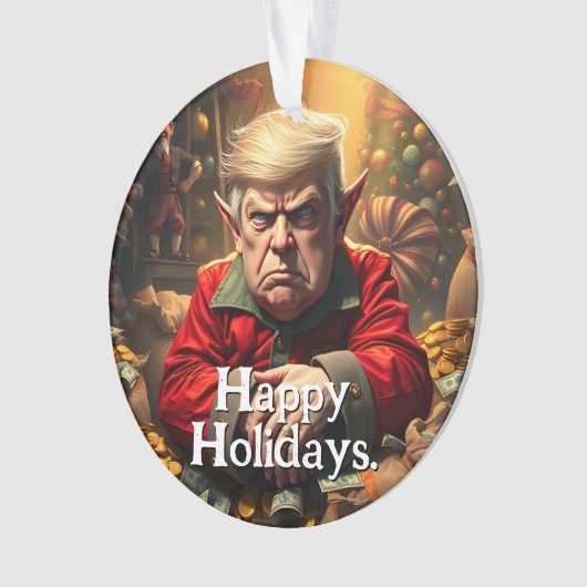Trump As an Angry Christmas Elf オーナメント (正面)