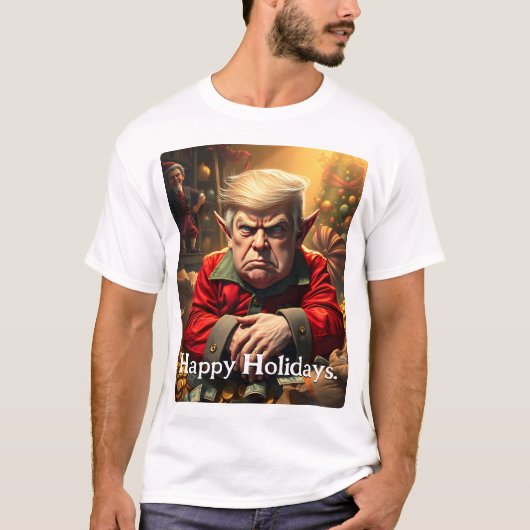 Trump As an Angry Christmas Elf Tシャツ (正面)