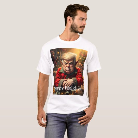 Trump As an Angry Christmas Elf Tシャツ (正面フル)