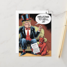 Trump Cartoon Welcome to Hell JD ポストカード