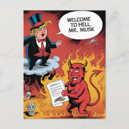 Trump Cartoon Welcome to Hell Mr. Musk ポストカード