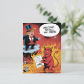 Trump Cartoon Welcome to Hell Mr. Musk ポストカード (スタンド正面)