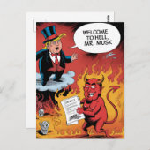 Trump Cartoon Welcome to Hell Mr. Musk ポストカード (正面/裏面)