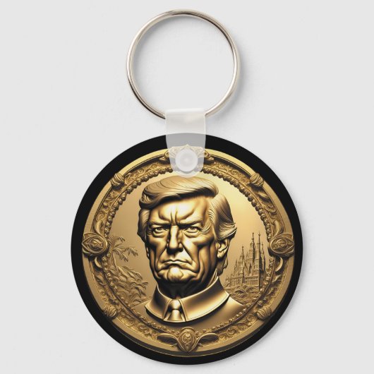 TRUMP CGI収集金ゴールドアートコインDoubloon キーホルダー (正面)
