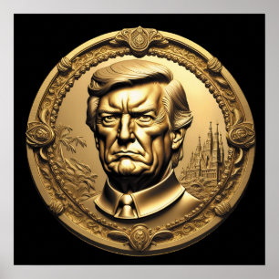 TRUMP CGI収集金ゴールドアートコインDoubloon ポスター