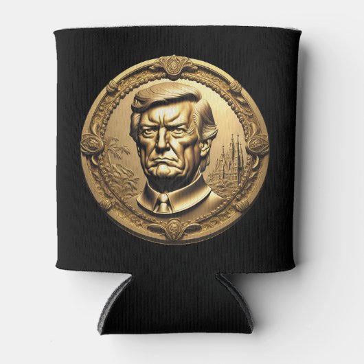 TRUMP CGI収集金ゴールドアートコインDoubloon 缶クーラー (正面)