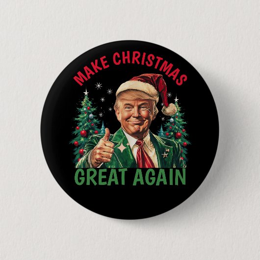 Trump Christmas Button, Make Xmas Great Again 缶バッジ (正面)