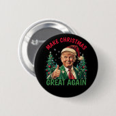 Trump Christmas Button, Make Xmas Great Again 缶バッジ (正面&裏面)