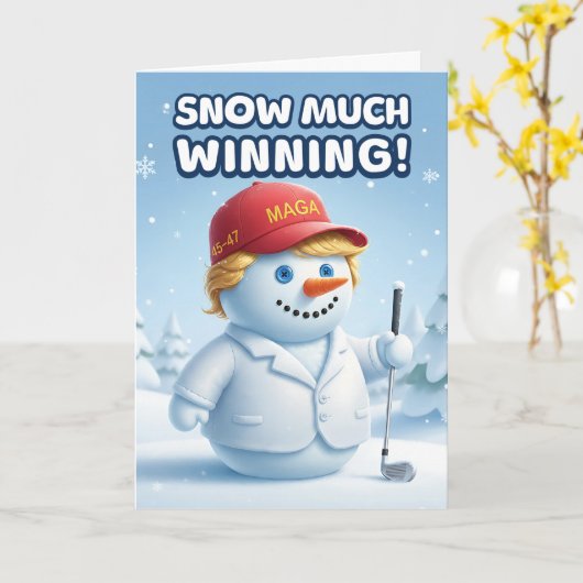 Trump Christmas Card | Snowman Trump カード (黄色い花)
