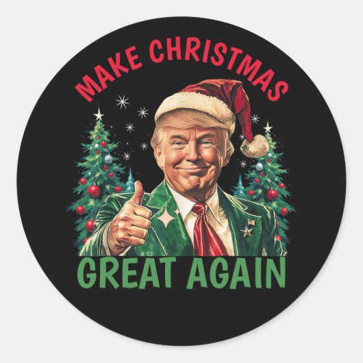 Trump Christmas Stickers, Make Xmas Great Again ラウンドシール (正面)