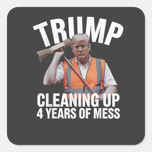 Trump Cleaning up 4 Years of Mess Garbage Can スクエアシール (正面)