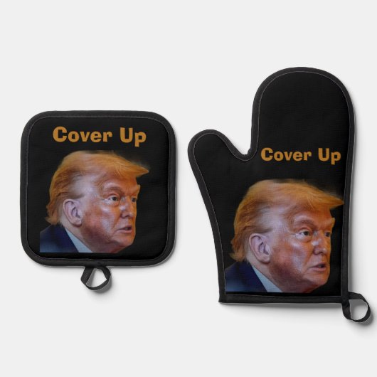 Trump/Cover Up Oven Mitt & Pot Holder 鍋つかみ&鍋敷きセット (正面)