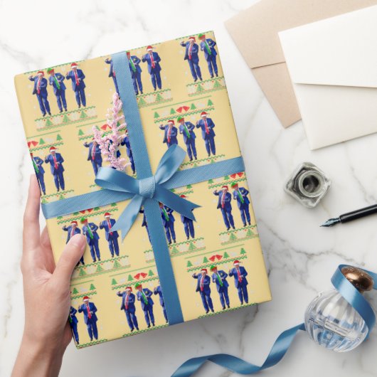 Trump Dance , Funny Trump Santa Claus Dance Gold  ラッピングペーパー (ギフト)