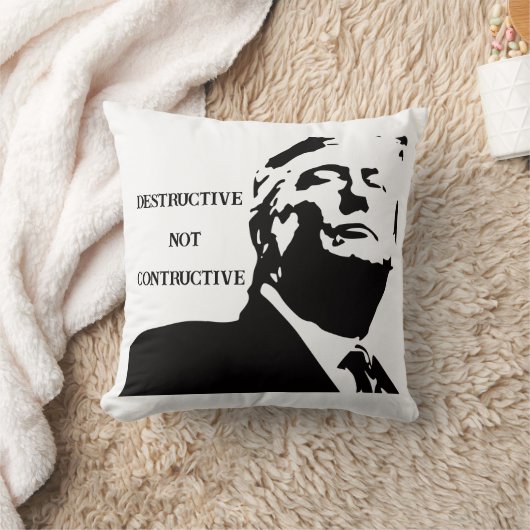Trump/Destructive Not Constructive Throw Pillow クッション (ブランケット)