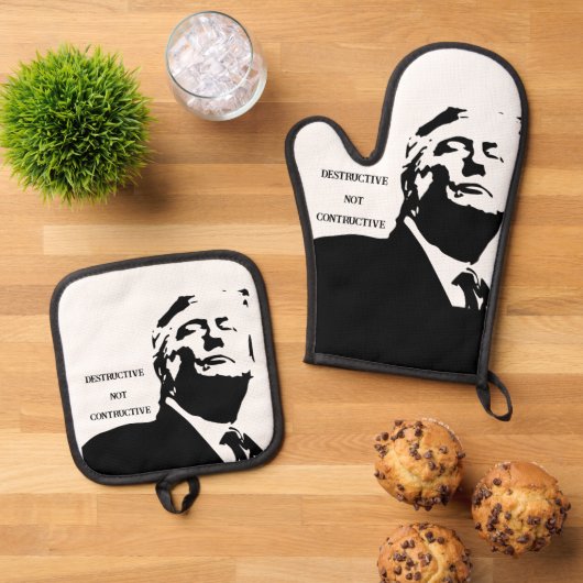 Trump/Destructive Oven Mitt & Pot Holder 鍋つかみ&鍋敷きセット (トップダウン)