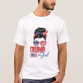 Trump Girl Funny Messy Bun Tシャツ (正面)