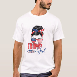 Trump Girl Funny Messy Bun Tシャツ