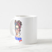 Trump Girl Messy Bun Patriotic Coffee コーヒーマグカップ (正面左)