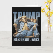 Trump Has Great Jeans Funny Retro カード (黄色い花)