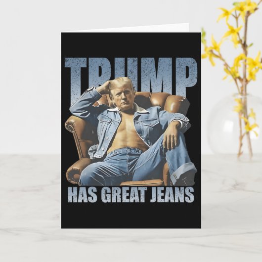 Trump Has Great Jeans Funny Retro  カード (黄色い花)
