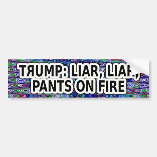 Trump: Liar, Liar, Pants on Fire バンパーステッカー (正面)