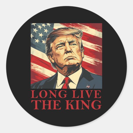 Trump Long Live The King American Patriotic  ラウンドシール (正面)
