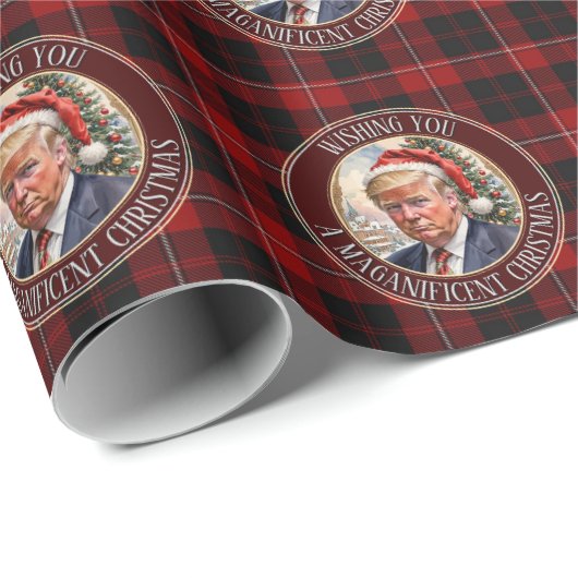 Trump MAGA Christmas Cunningham Tartan Buffalo ラッピングペーパー (ロールコーナー)