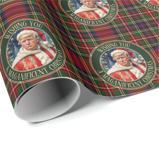 Trump MAGA Christmas Royal Stewart Tartan Plaid ラッピングペーパー (ロールコーナー)