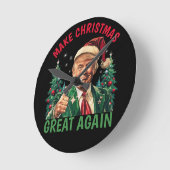 Trump Make Christmas Great Again Christmas ラウンド壁時計 (傾斜)