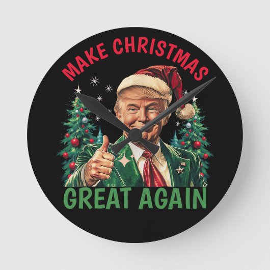 Trump Make Christmas Great Again Christmas ラウンド壁時計 (正面)