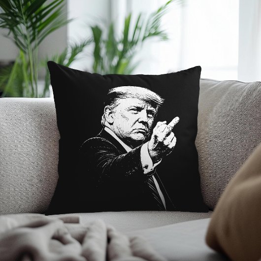 Trump Middle Finger 2026 Meme Funny クッション