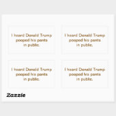 Trump Pooped His Pants Public Hankamer Artjunkhaus 長方形シール (シート)