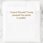 Trump Pooped His Pants Public Hankamer Artjunkhaus 長方形シール (バッグ)