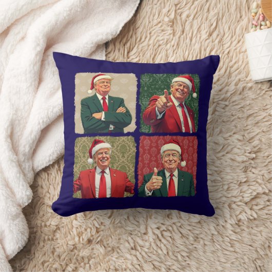 Trump Pop Art Christmas Pillow Holiday Decor クッション (ブランケット)