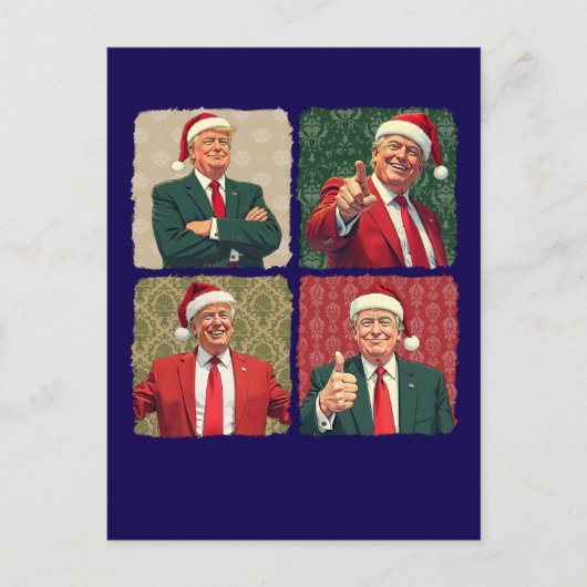 Trump Pop Art Christmas Postcard Patriotic Holiday シーズンポストカード (正面)