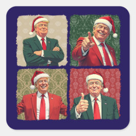 Trump Pop Art Christmas Sticker MAGA Holiday スクエアシール