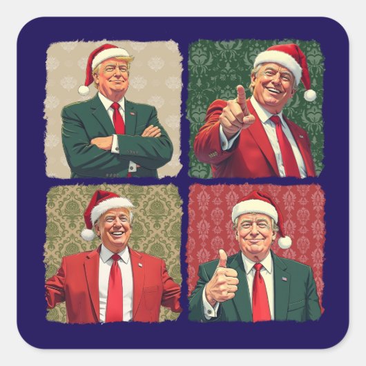 Trump Pop Art Christmas Sticker MAGA Holiday スクエアシール (正面)
