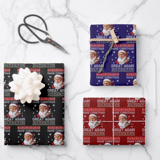 Trump Santa Claus Make Christmas Great Again ラッピングペーパーシート (正面)