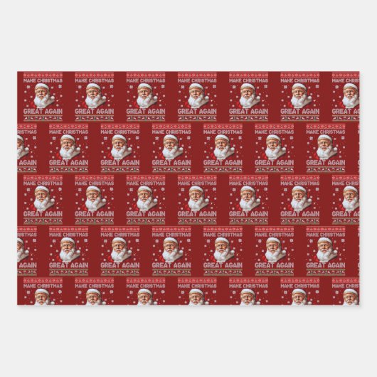 Trump Santa Claus Make Christmas Great Again Red ラッピングペーパーシート (正面)