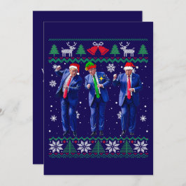 Trump Santa Hat Dance Blue Christmas Card シーズンカード