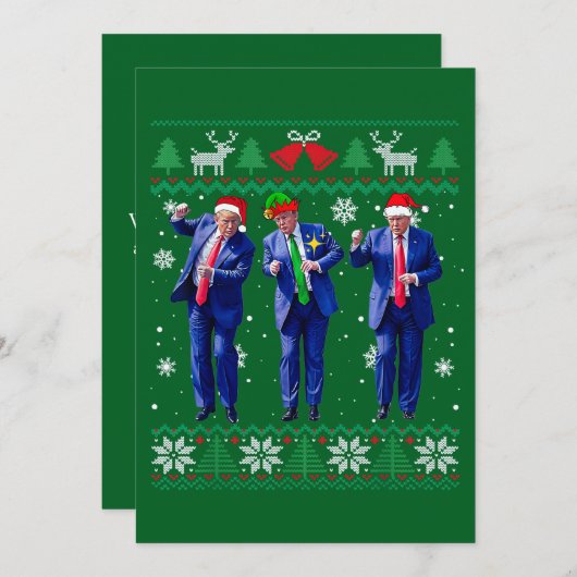 Trump Santa Hat Dance Green Christmas Card シーズンカード (正面/裏面)