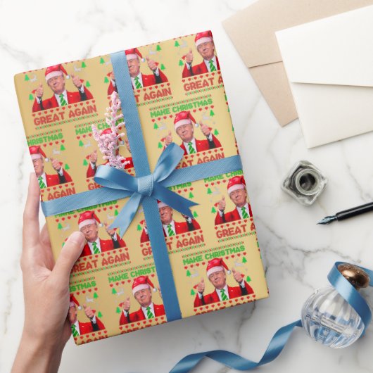 Trump Santa Hat - Make Christmas Great Again Gold ラッピングペーパー (ギフト)