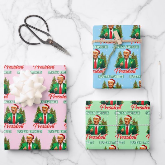 Trump Santa Hat Wrap | Santa's Favorite President ラッピングペーパーシート (正面)
