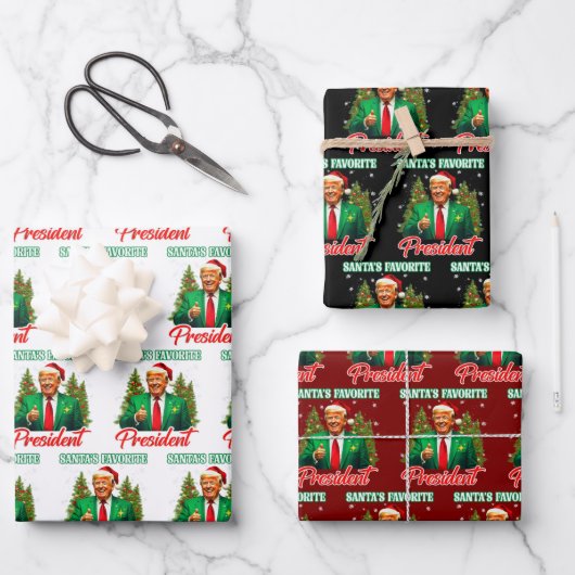 Trump Santa Hat Wrap | Santa's Favorite President ラッピングペーパーシート (正面)