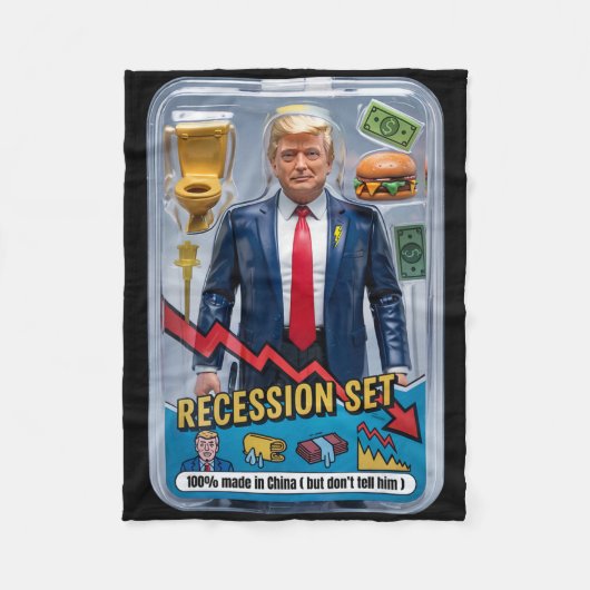 Trump Satire Survived Recession Box Set Action Fig フリースブランケット (正面)