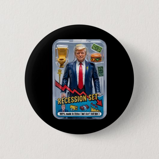 Trump Satire Survived Recession Box Set Action Fig 缶バッジ (正面)