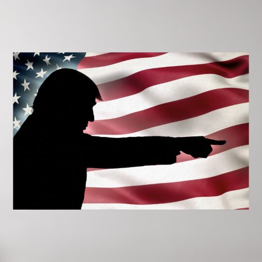 Trump Silhouette Flag Poster ポスター (正面)